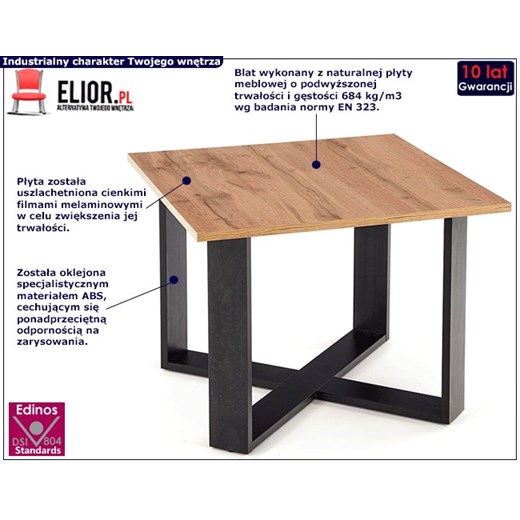 Industrialna ława do salonu dąb wotan - Roxin Elior One Size Edinos.pl