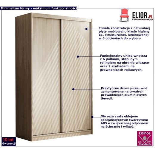 Nowoczesna szafa przesuwna - Horten - 6 kolorów Elior One Size Edinos.pl