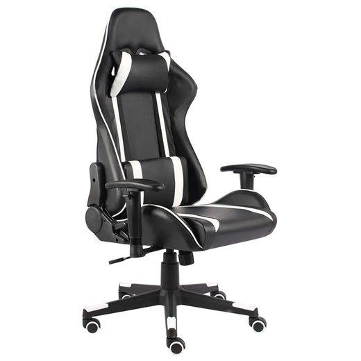 Czarno-białe krzesło gamingowe obrotowe - Libar Elior One Size Edinos.pl