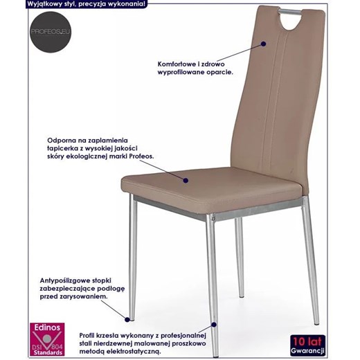 Krzesło tapicerowane nowoczesne Vulpin - cappuccino Profeos One Size okazja Edinos.pl