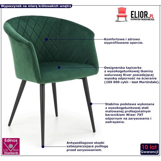 Zielone tapicerowane krzesło kubełkowe - Umbro Elior One Size Edinos.pl wyprzedaż
