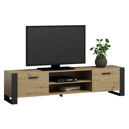 Nowoczesna szafka RTV dąb artisan 185 cm - Sonea ze sklepu Edinos.pl w kategorii Szafki RTV - zdjęcie 172207632