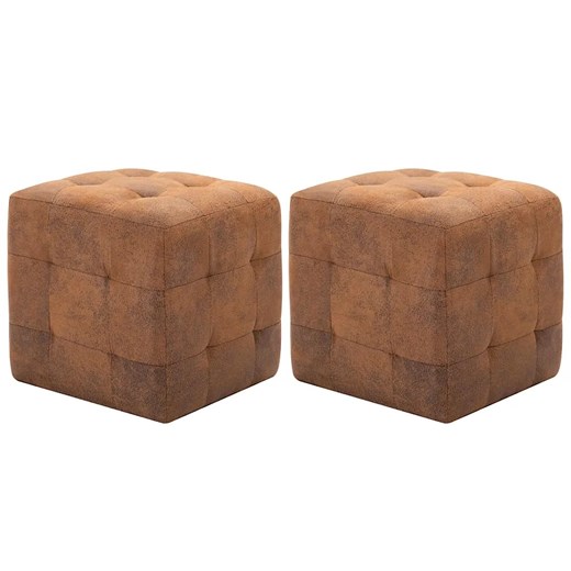 Komplet brązowych tapicerowanych puf - Zauri 3X Elior One Size Edinos.pl