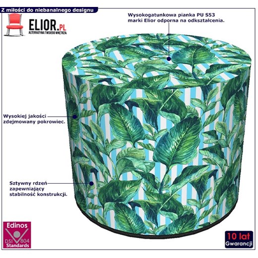 Zielono-biała okrągła designerska pufa - Atola Elior One Size Edinos.pl