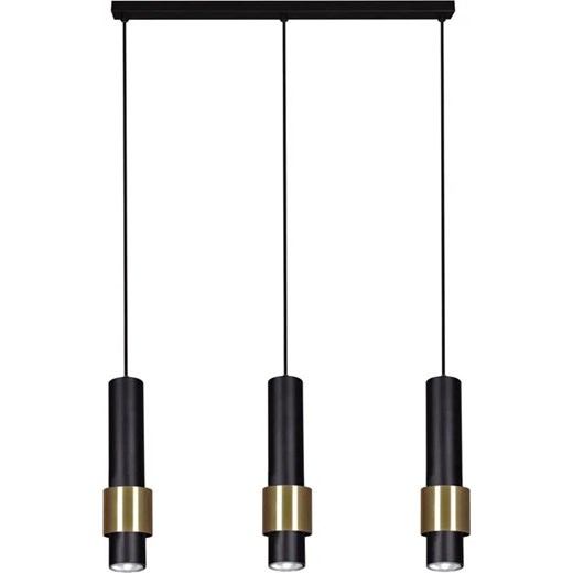Czarno-złota potrójna lampa wisząca tuba - S074-Glisa Lumes One Size Edinos.pl
