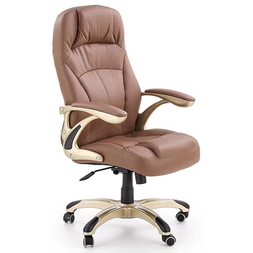 Ergonomiczny jasnobrązowy fotel obrotowy z ekoskóry - Mantis ze sklepu Edinos.pl w kategorii Krzesła biurowe - zdjęcie 172207951