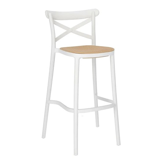 Białe plecione krzesło barowe do wyspy boho - Tedal Elior One Size Edinos.pl