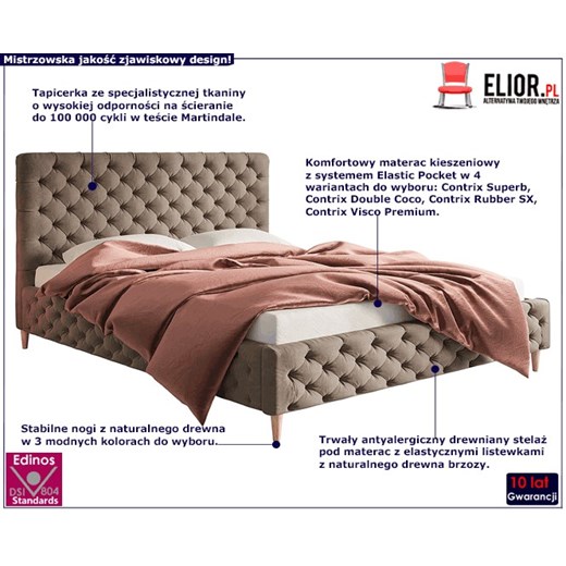Pikowane łóżko z zagłówkiem 120x200 Cortis - 36 kolorów Elior One Size promocyjna cena Edinos.pl