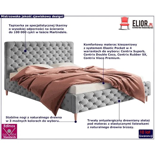 Tapicerowane łóżko malżeńskie 180x200 Cortis - 36 kolorów Elior One Size Edinos.pl promocja