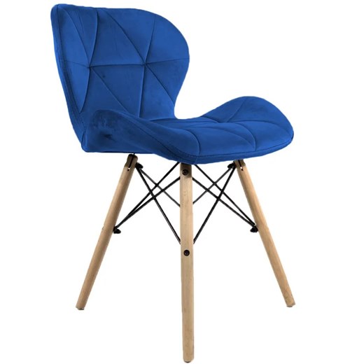 Niebieskie krzesło tapicerowane - Ksenin 3X Elior One Size Edinos.pl