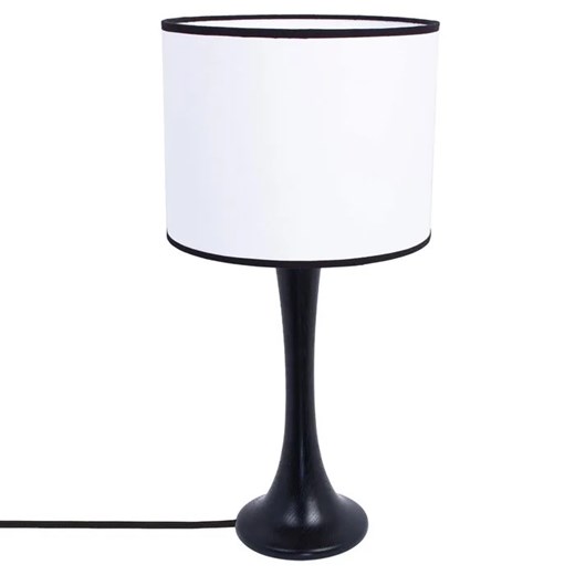 Czarna drewniana lampka nocna z abażurem - S222 Z0-C20 ze sklepu Edinos.pl w kategorii Lampy stołowe - zdjęcie 172208813