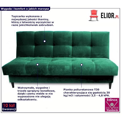 Pikowana kanapa rozkładana - Eleonor 40 kolorów Elior One Size Edinos.pl