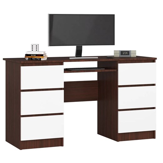 Komputerowe biurko z szufladą na klawiaturę wenge + biały - Abetti 2X Elior One Size Edinos.pl