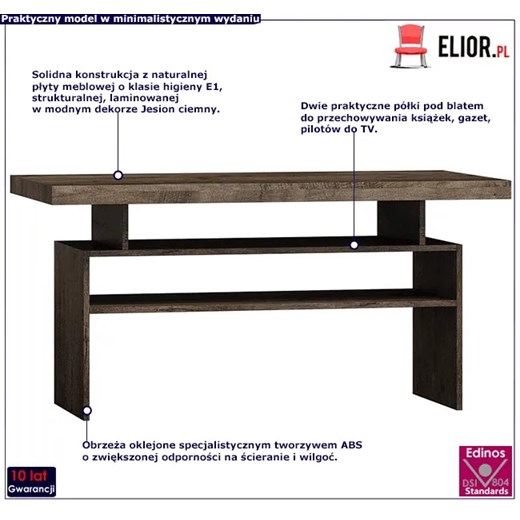 Ława z półką jesion ciemny - Dagna 14X Elior One Size Edinos.pl