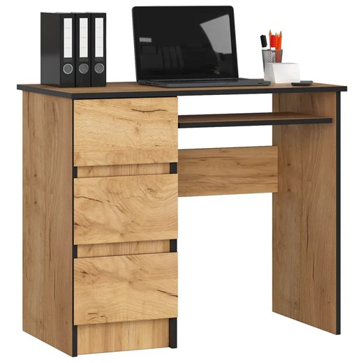 Nowoczesne biurko do komputera dąb craft - Berula 3X ze sklepu Edinos.pl w kategorii Biurka i sekretarzyki - zdjęcie 172209464