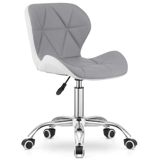Szaro-biały pikowany fotel obrotowy - Renes 3X ze sklepu Edinos.pl w kategorii Krzesła biurowe - zdjęcie 172209803