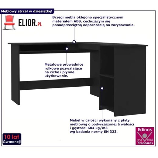 Czarne biurko młodzieżowe - Merfis 3X Elior One Size Edinos.pl