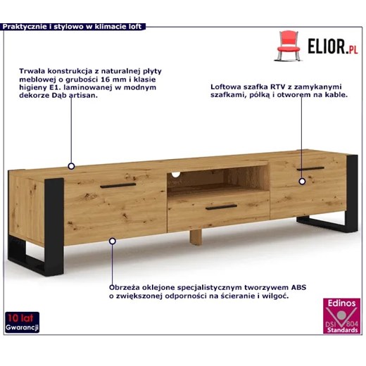 Szafka RTV dąb artisan 200 - Imatra 4X Elior One Size Edinos.pl okazyjna cena