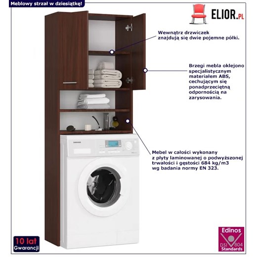 Regał łazienkowy nad pralkę wenge - Rikero 3X Elior One Size Edinos.pl okazja
