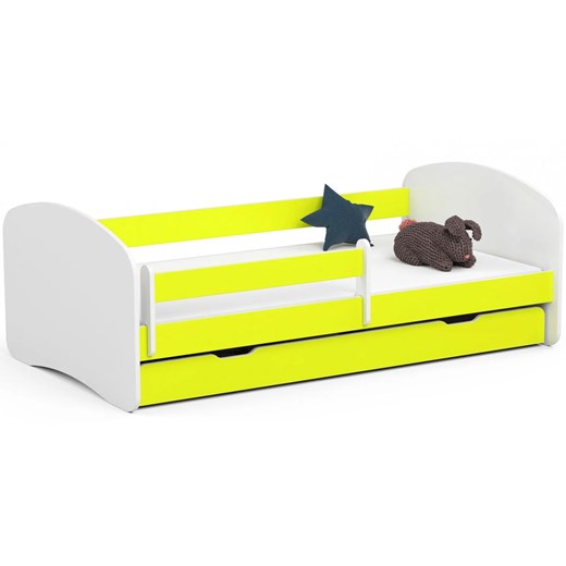 Łóżko dziecięce z szufladą białe + limonka - Ellsa 5 x 180x90 Elior One Size Edinos.pl