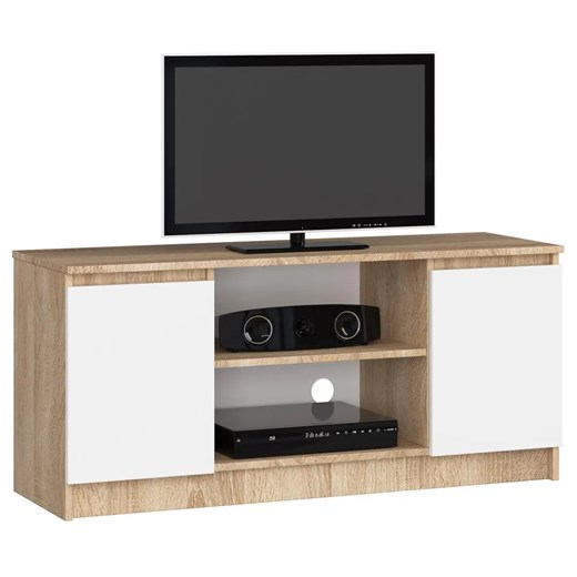 Skandynawska szafka RTV dąb sonoma + biały - Darius 5X 140 cm Elior One Size Edinos.pl