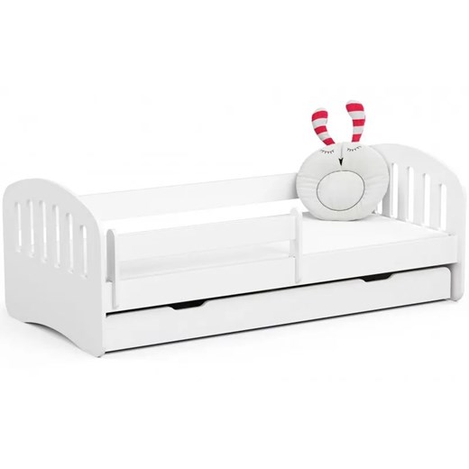 Białe łóżko dziecięce z szufladą i barierką ochronną - Lisse 80X180 Elior One Size Edinos.pl
