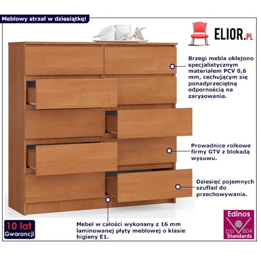 Klasyczna komoda z szufladami olcha- Zolari 3X Elior One Size Edinos.pl
