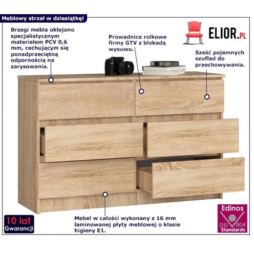 Skandynawska komoda do salonu dąb sonoma - Mirus 3X Elior One Size Edinos.pl