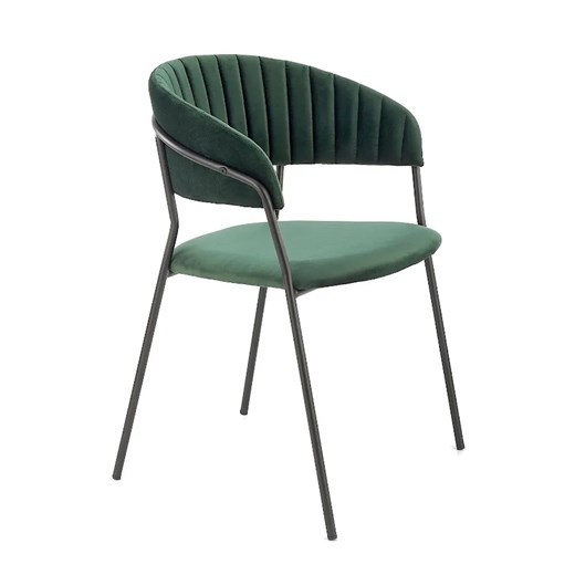 Komplet zielonych aksamitnych metalowych krzeseł 4 szt. - Eledis 3S Elior One Size Edinos.pl