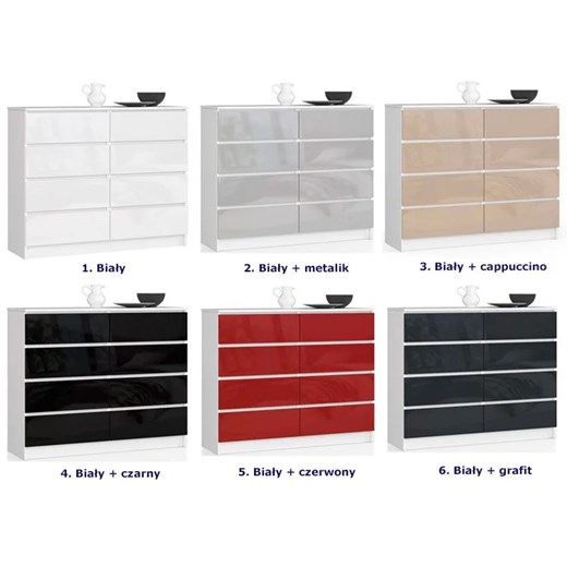 Nowoczesna komoda do salonu biała + metalik połysk - Stigio 4X Elior One Size Edinos.pl