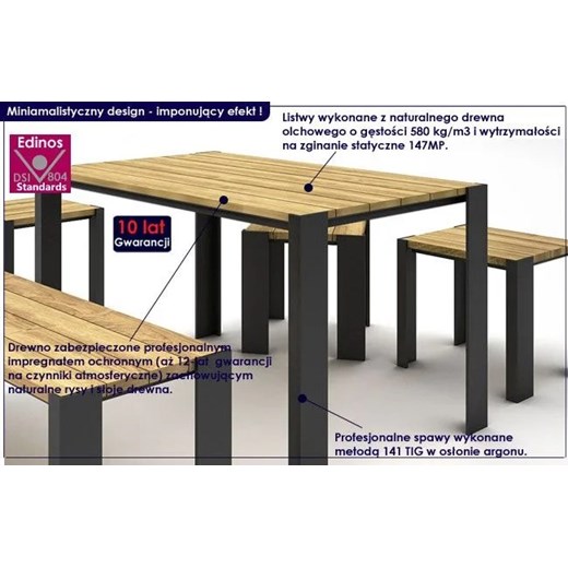 Komplet mebli ogrodowych Redis 180cm - 24 kolory Elior One Size Edinos.pl
