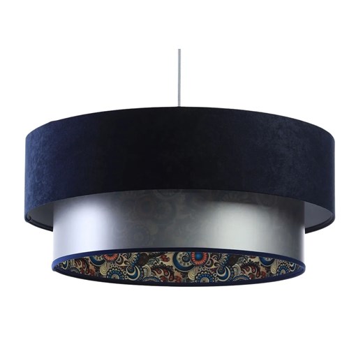 Lampa wisząca z welurowym zdobionym abażurem - S425 D5-B04 ze sklepu Edinos.pl w kategorii Lampy wiszące - zdjęcie 172211704