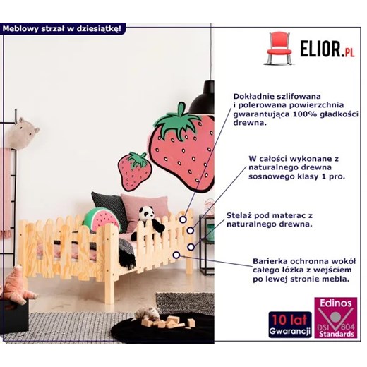 Skandynawskie łóżko dziecięce z barierką - Laffi 4X Elior One Size Edinos.pl