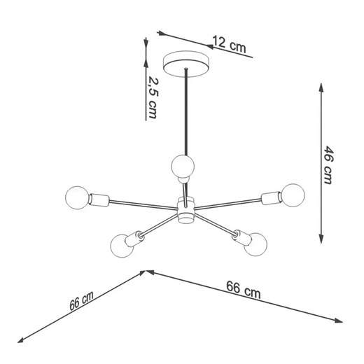 Czarny industrialny żyrandol pięcioramienny - S496-Trigo Lumes One Size Edinos.pl