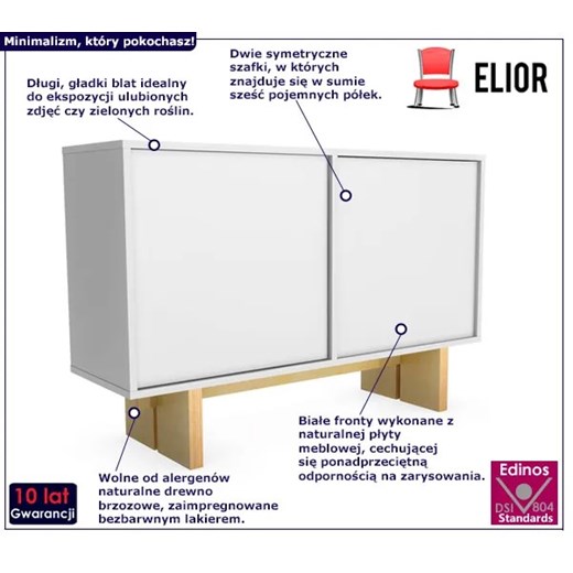 Biała komoda do salonu z nóżkami - Rolix Elior One Size Edinos.pl