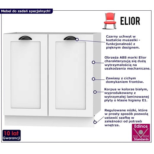 Szafka kuchenna dolna z podwójnymi drzwiczkami biała - Pergio 19X 80 cm Elior One Size Edinos.pl