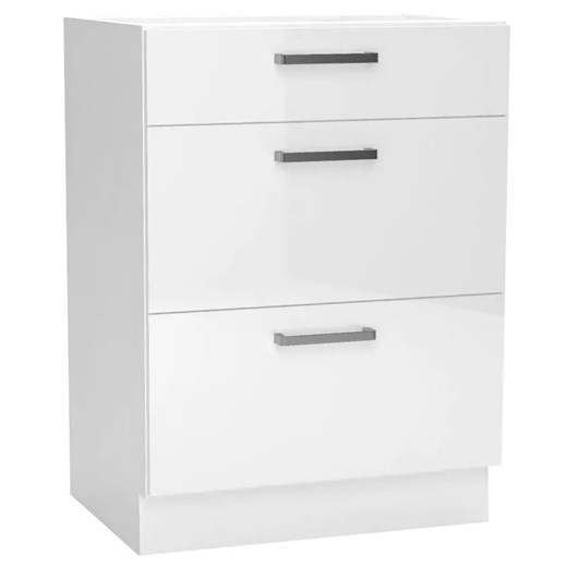 Biała szafka z 3 szufladami do kuchni - Elora 12X 60 cm połysk ze sklepu Edinos.pl w kategorii Meble kuchenne - zdjęcie 172212462