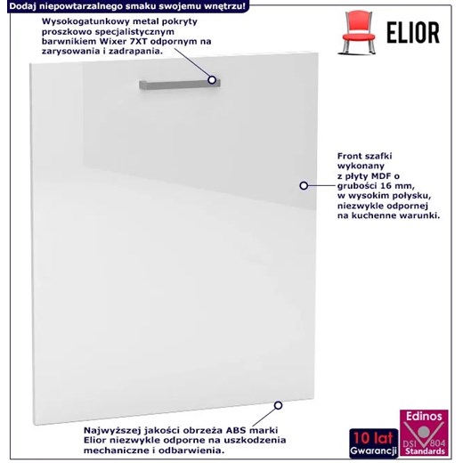 Biały minimalistyczny front z uchwytem do zmywarki - Elora 20X 60 cm połysk Elior One Size Edinos.pl