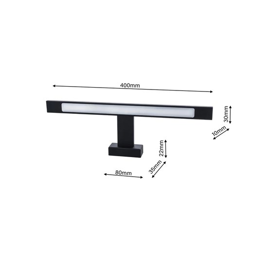 Czarny kinkiet łazienkowy LED - N015-Cortina 7W 40x12x7 cm Lumes One Size Edinos.pl