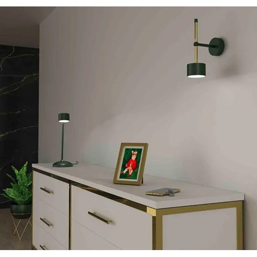 Okrągły kinkiet do sypialni zielony + złoty - N020-Circile Lumes One Size Edinos.pl