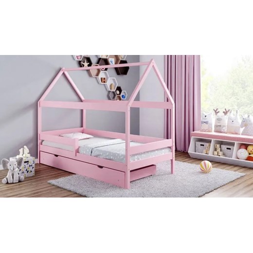 Różowe łóżko dziecięce w kształcie domku - Petit 3X 180x80 cm Elior One Size Edinos.pl