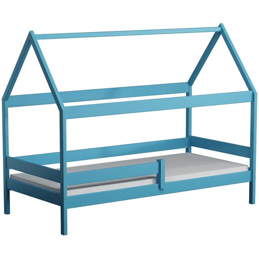 Niebieskie sosnowe łóżko domek z materacem - Petit 3X 190x80 cm ze sklepu Edinos.pl w kategorii Łóżka dziecięce - zdjęcie 172212893