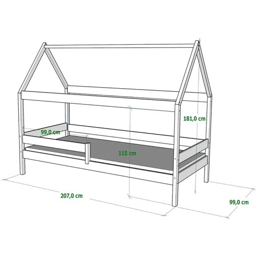 Białe łóżko domek z drewna sosnowego - Petit 3X 200x90 cm Elior One Size Edinos.pl