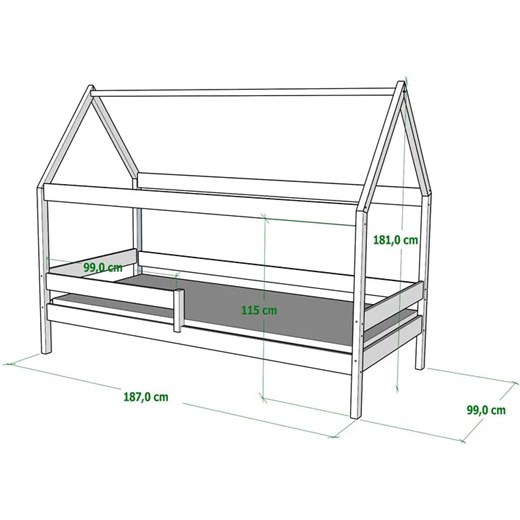 Łóżko typu domek do sypialni dziecięcej, sosna - Petit 4X 180x90 cm Elior One Size Edinos.pl