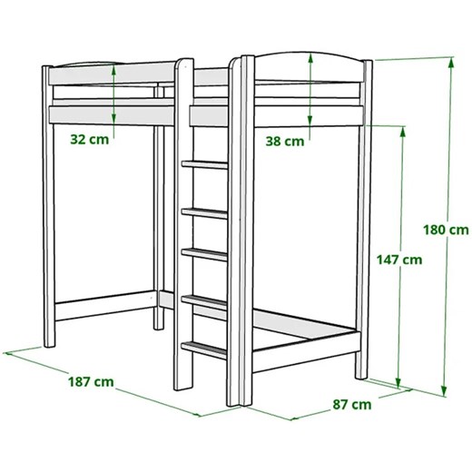 Szare piętrowe łóżko pojedyncze - Igi 4X 180x80 cm Elior One Size Edinos.pl