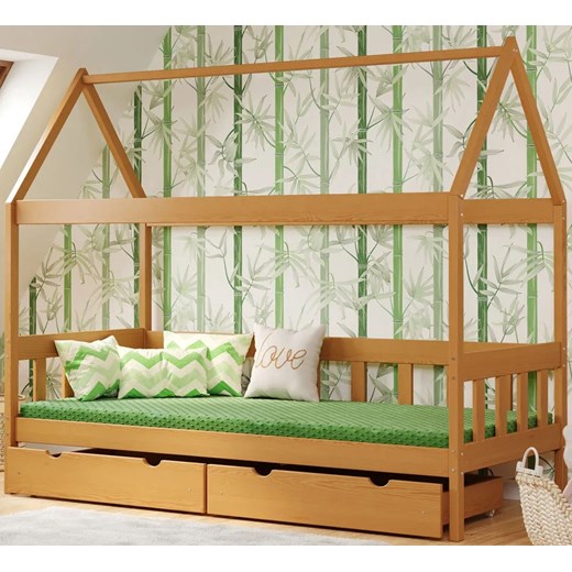 Łóżko domek drewniane z szufladami, olcha - Dada 4X 180x80 cm ze sklepu Edinos.pl w kategorii Łóżka dziecięce - zdjęcie 172213601