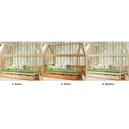 Drewniane łóżko domek do pokoju dziecięcego, sosna - Dada 4X 190x80 cm Elior One Size Edinos.pl