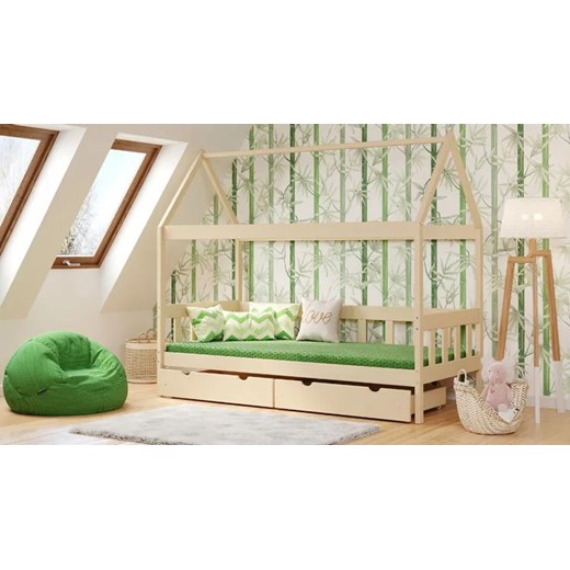 Sosnowe łóżko dla dziecka z 2 szufladami, wanilia - Dada 4X 190x90 cm Elior One Size Edinos.pl