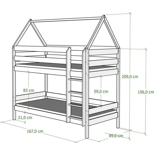 Niebieskie łóżko piętrowe domek dla rodzeństwa - Zuzu 3X 160x80 cm Elior One Size Edinos.pl