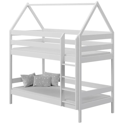 Białe skandynawskie piętrowe łóżko domek - Delisa 3X 190x80 cm ze sklepu Edinos.pl w kategorii Łóżka dziecięce - zdjęcie 172213774